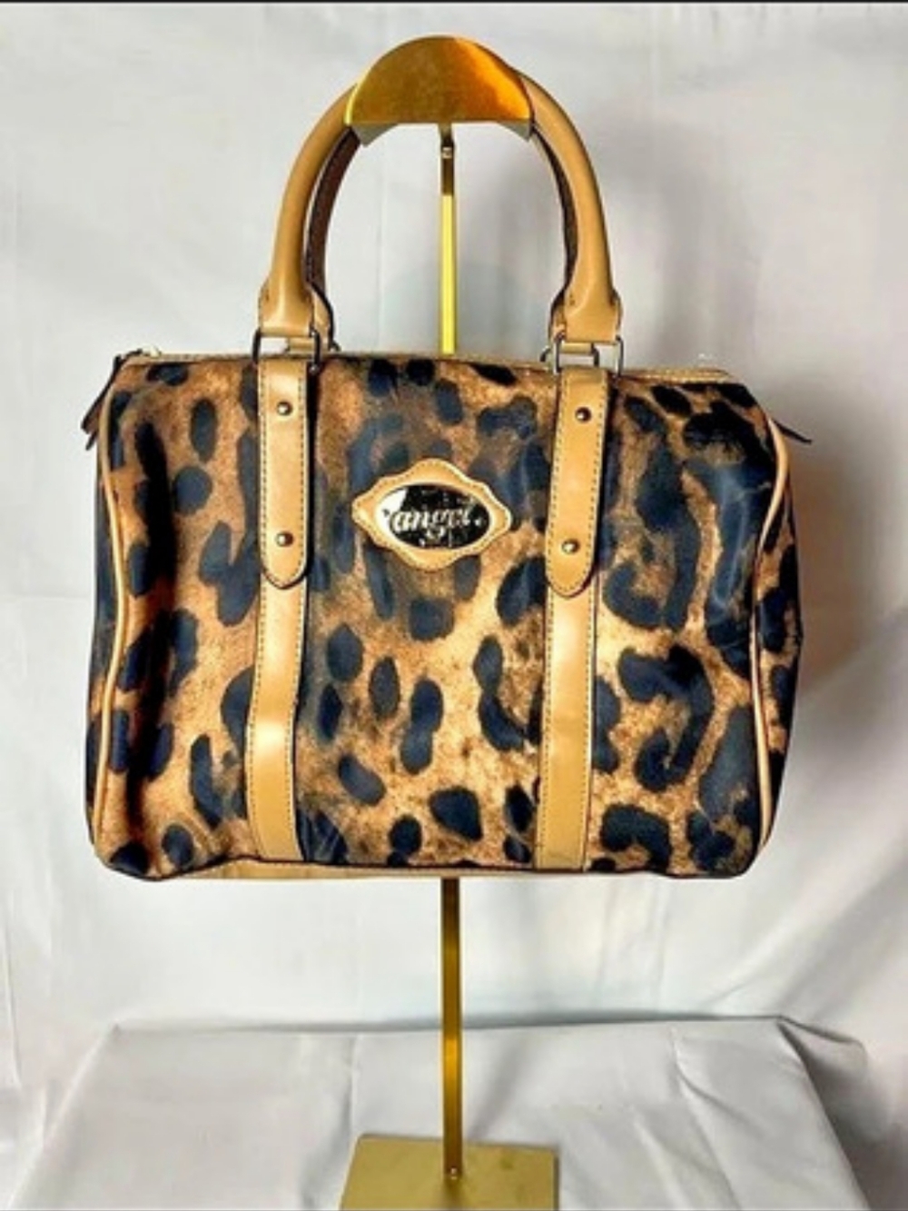 Vintage Victoria's Secret Angel Leopard Print Barrel Satchel Y2K
